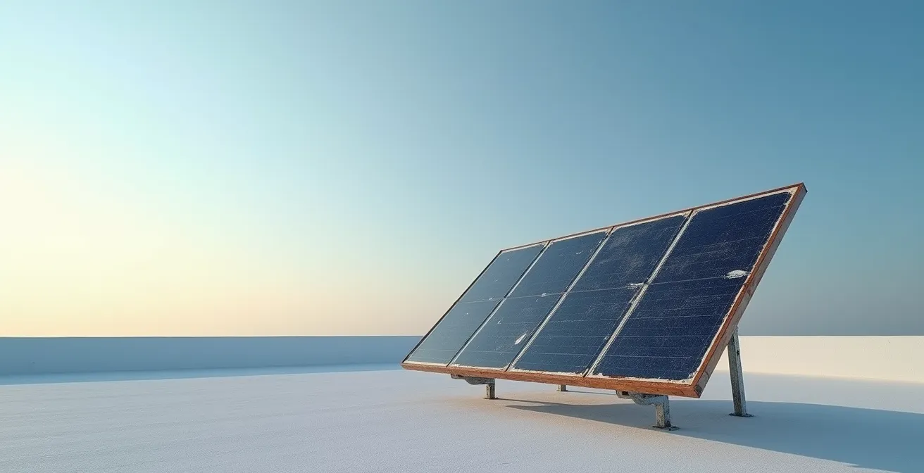 Panneau solaire avec patine naturelle montrant le passage du temps